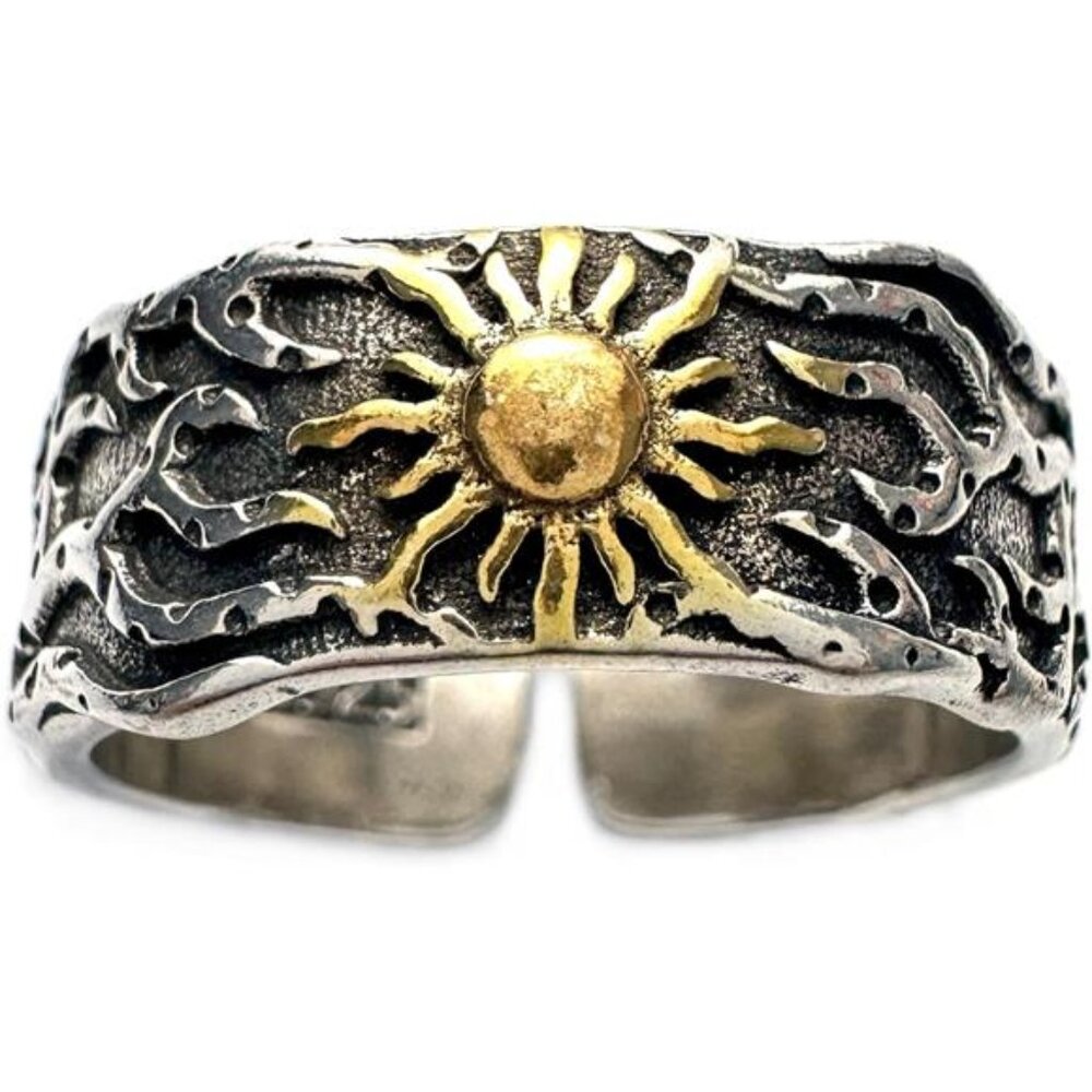 Men's Rings Silver Plated Brass Rings for Men Adjustable Open Rings, Trendy